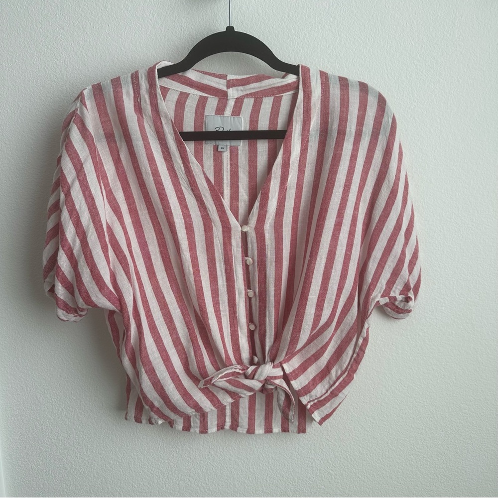 Rails Red and White Striped Blouse